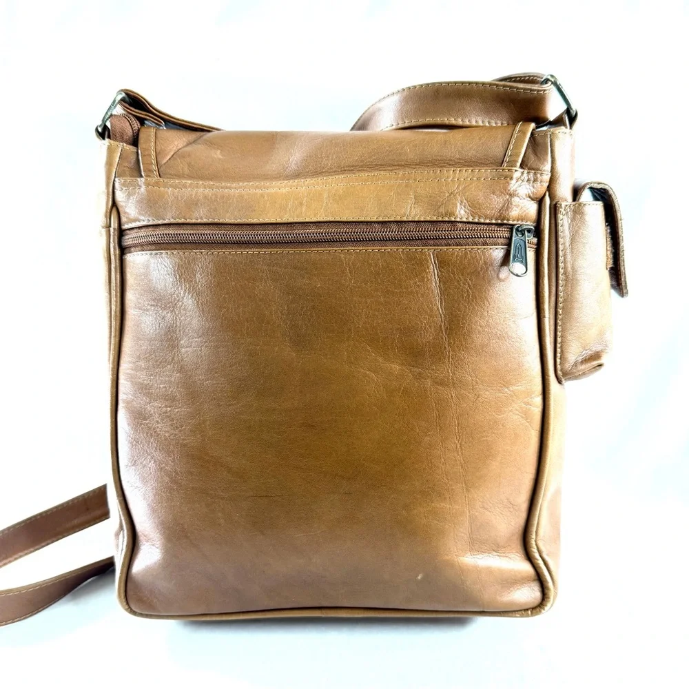 Vintage Puro Cuero Leather Ranch Brown Leather Messenger Crossbody Bag Sling